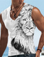 Χαμηλού Κόστους Αμάνικα Μπλουζάκια Γυμναστικής-Ανδρικά Τοπ γιλέκου Αμάνικο μπλουζάκι για άντρες Γραφική Ζώο Λιοντάρι Λαιμόκοψη V Ρούχα 3D εκτύπωση Αθλητικά Τρέξιμο Αμάνικο 3D εκτύπωση Υψηλής Ποιότητας Καθημερινό Μυς