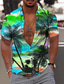 voordelige Hawaiiaanse overhemden-Voor heren Overhemd Hawaiiaans overhemd Kokosnootboom Landschap Aloha Strijkijzer Wit + rood Licht Paars Paars Oranje Regenboog Print Buiten Straat Korte mouw Button-omlaag Afdrukken Kleding Modieus
