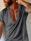 billiga Casual T-shirts för män-Herr T-shirt Slät V-hals Gata Sport Kortärmad Kläder Mode Designer Ledigt Bekväm
