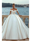 cheap Formal Wedding Dresses-Engagement Formal Wedding Dresses Ball Gown Off Shoulder Cap Sleeve Court Train Satin Bridal Gowns With Ruched Solid Color