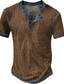 billiga grundläggande henley-Herr Waffle Henley Shirt T-shirts Rutig Henley Kläder 3D-tryck Utomhus Ledigt Kortärmad Knapp Mode Designer Bekväm