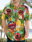 billiga 3d-skjortor för män-Herr Skjorta Hawaii skjorta Grafisk skjorta Aloha skjorta Blommig Ananas Groda Nedvikt Olivgrön Röd grön Rodnande Rosa Rubinrött Blå 3D-tryck Utomhus Gata Kortärmad Button-Down Kläder Hawaiisk