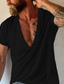 abordables T-shirts décontractés pour hommes-Homme T shirt Tee Plein Col V Plein Air Des sports Manche Courte Vêtement Tenue Mode Design Casual Confortable