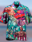 levne Havajské košile-Pánské Košile Havajská košile Člověk Přehnutý Vodní modrá Trávová zelená Šedá 3D tisk Venkovní ulice Krátký rukáv Tlačítko dolů Oblečení Havajské Na běžné nošení Pohodlné Plážový styl