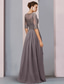 cheap Floor Length-Sheath Mother of the Bride Dress Wedding Guest Elegant Party Scoop Neck Asymmetrical Chiffon Lace Half Sleeve with Pleats 2025 free custom size