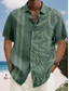 tanie Koszule hawajskie-Męskie Koszula Koszula hawajska Prążki Wzory graficzne Liście Wieczorne Niebieski Fioletowy Zielony Na zewnątrz Ulica Krótkie rękawy Przycisk w dół Nadruk Odzież Sport Moda Moda miejska Designerskie