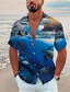 billige Hawaiiskjorter-Herre Skjorte Sommer skjorte Hawaii skjorte Grafisk Landskab Aftæpning Sort Gul Navyblå Marineblå Blå Trykt mønster udendørs Gade Kortærmet Trykt mønster Knap ned Tøj Mode Hawaiiansk Designer