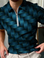 voordelige 3D-ritspolo-Voor heren POLO Shirt Golfshirt Polo met rits Grafische prints Geometrie Strijkijzer Zwart Wijn Marineblauw blauw Groen Buiten Straat Korte Mouw Vetoketju Afdrukken Kleding Modieus Ontwerper Casual