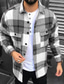 cheap Overshirts-Men&#039;s Shirt Flannel Shirt Shirt Jacket Shacket Plaid / Check Turndown Purple Green Gray Street Daily Long Sleeve Button-Down Clothing Apparel Basic Fashion Casual Comfortable