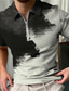 voordelige 3D-ritspolo-Voor heren POLO Shirt Golfshirt Polo met rits Grafische prints Geometrie Argyle Strijkijzer Zwart Wit Geel Marine Blauw Lichtgrijs Buiten Straat Korte Mouw Vetoketju Afdrukken Kleding Modieus