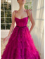 رخيصةأون أرجواني-فستان ball gown فستان سهرة فستان منفوش حفل زفاف عيد ميلاد بطول الأرض بدون أكمام حمالة سباجيتي تول مع كشكش
