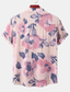 voordelige Hawaiiaanse overhemden-Voor heren Overhemd Hawaiiaans overhemd Overhemd met knopen Zomer overhemd Normaal shirt Licht Roze Zwart Wit Lichtgroen Blozend Roze Korte mouw Grafisch Bloem / Planten Strijkijzer Dagelijks Vakantie