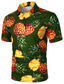 billiga Tropiska skjortor-Herr Skjorta POLO Shirt Hawaii skjorta Golftröja Casual skjorta Ananas Knapp ner krage Svartvit Gul Grön Tryck Utomhus Ledigt Kortärmad Färgblock Button-Down Kläder Mode Enkel Färgblock Ledigt