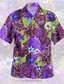 cheap Hawaiian Shirts-Men&#039;s Shirt Summer Shirt Summer Hawaiian Shirt Graphic Hawaiian Aloha Frog Design Turndown Red green Light Green Blue Sky Blue Purple Print Outdoor Street Short Sleeve Button-Down Clothing Apparel