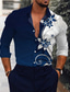 cheap Men&#039;s Printed Shirts-Men&#039;s Shirt Floral Graphic Prints Turndown White Navy Blue Blue Gold Gray Outdoor Street Long Sleeve Button-Down Print Clothing Apparel Sports Fashion Streetwear Designer
