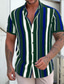 cheap Men&#039;s Casual Shirts-Men&#039;s Shirt Summer Shirt Striped Turndown Black + White + Red Purple Green Street Casual Short Sleeve Button-Down Clothing Apparel Fashion Casual Comfortable