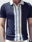 cheap Knit Polo Sweater-Men&#039;s Polo Shirt Knit Polo Sweater Street Casual Button Classic Short Sleeve Office Stripes and Plaid Button Summer Spring Fall Black Navy Blue Purple Brown Green Polo Shirt