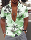 billiga Tropiska skjortor-Herr Skjorta Hawaii skjorta Kokosnötsträd Aloha Nedvikt Ljusrosa Svartvit Vit Ljusgrön Marinblå Tryck Utomhus Gata Kortärmad Mönster Button-Down Kläder Mode Hawaiisk Designer Ledigt