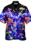 billige Hawaiiskjorter-Herre Skjorte Hawaii skjorte Svamp Aftæpning Sort Gul Sort / Lilla Rød Lilla udendørs Gade 3D Knap ned Tøj Mode Designer Afslappet Åndbart