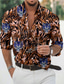 Χαμηλού Κόστους Ανδρικά πουκάμισα με στάμπα-Ανδρικά Πουκάμισο Γραφική Ζώο Τίγρη Γραφικά Σχέδια Απορρίπτω Ρουμπίνι Θαλασσί Καφέ Στάμπα ΕΞΩΤΕΡΙΚΟΥ ΧΩΡΟΥ Δρόμος Μακρυμάνικο 3D εκτύπωση Κουμπί-Κάτω Ρούχα