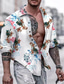 cheap Men&#039;s Casual Shirts-Men&#039;s Shirt Button Up Shirt Summer Shirt Casual Shirt White Red Blue Long Sleeve Graphic Prints Flower / Plants Turndown Outdoor Going out Print Clothing Apparel Streetwear Stylish Casual