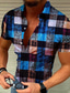 cheap Men&#039;s Printed Shirts-Men&#039;s Shirt Summer Shirt Lattice Turndown Red Blue Green Print Outdoor Street Short Sleeve Patchwork Button-Down Clothing Apparel Fashion Designer Casual Breathable