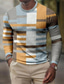お買い得  メンズ3DＴシャツ-男性用 Tシャツ ワッフルTシャツ グラフィック カラーブロック クルーネック 衣類 3Dプリント アウトドア カジュアル 長袖 プリント ファッション デザイナー 快適