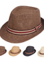 זול כובעים לגברים-בגדי ריקוד גברים כובע קש כובע שמש כובע פדורה טרילבי שחור חום פּוֹלִיאֶסטֶר קלוע סגנון רחוב מסוגנן אופנה של שנות העשרים יומי בגדי שטח חגים אחיד קרם הגנה נשימה