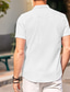 billige mænds fritidsskjorter-Herre linned skjorte Sommer skjorte Sort Hvid Navyblå Kortærmet Vanlig Krave Sommer Afslappet Daglig Tøj Frontlomme