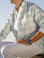 preiswerte Leinenhemden für Herren-Herren leinenhemd Sommerhemd Strandhemd Weiß Hellgrün Blau Langarm Glatt Umlegekragen Frühling Sommer Hawaiianisch Festtage Bekleidung Vordertasche