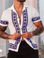 tanie Męskie koszule z nadrukiem-Męskie Koszula Koszula hawajska Kwiaty Aloha Wieczorne Biały i niebieski Biały Fioletowy Na zewnątrz Ulica Krótki rękaw Nadruk Przycisk w dół Odzież Zabytkowe Designerskie Codzienny Oddychający