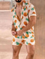 billige Herreskjortesæt-Herre Skjorte sæt Hawaii skjorte Ananas Grafiske tryk Aftæpning Gul Blå Grøn Gade Afslappet Kortærmet Trykt mønster Tøj Tropisk Mode Hawaiiansk Designer