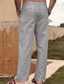 cheap Casual Pants-Men&#039;s Linen Pants Trousers Summer Pants Pocket Drawstring Elastic Waist Plain Outdoor Daily Going out Linen / Cotton Blend Streetwear Stylish White Pink