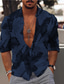 billiga Tropiska skjortor-Herr Skjorta Hawaii skjorta Grafisk Hawaiisk Aloha Palmblad Design Krage Svartvit Blå Grön Tryck Plusstorlekar Gata Ledigt Långärmad 3D-utskrift Button-Down Kläder Mode Hawaiisk Designer Ledigt