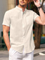 Χαμηλού Κόστους ανδρικά πουκάμισα casual-Ανδρικά λινό πουκάμισο Καλοκαιρινό πουκάμισο Μαύρο Λευκό Βαθυγάλαζο Κοντομάνικο Σκέτο Γιακάς Καλοκαίρι Causal Καθημερινά Ρούχα Μπροστινή τσέπη
