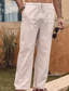 cheap Casual Pants-Men&#039;s Linen Pants Trousers Summer Pants Pocket Drawstring Elastic Waist Plain Outdoor Daily Going out Linen / Cotton Blend Streetwear Stylish White Pink