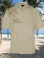 baratos Camisas havaianas-Homens Camisa Social Camisa havaiana Folha de palmeira Aberto para a Lateral Branco Amarelo Azul Ao ar livre Rua Manga Curta Bordado Botão para baixo Roupa Moda Roupa de rua Legal Havaiana