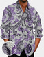cheap Men&#039;s Printed Shirts-Men&#039;s Shirt Floral Graphic Prints Turndown Red Blue Purple 3D Print Outdoor Street Long Sleeve Button-Down Print Clothing Apparel Fashion Designer Casual Soft