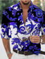 billige Skjorter med tryk til mænd-Herre Skjorte Grafisk Blomstret Aftæpning Sort Blå Grøn Trykt mønster Daglig Ferie Langærmet 3D-udskrivning Knap ned Tøj Mode Designer Afslappet Åndbart