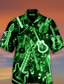 billige Hawaiiskjorts-Herre Skjorte Hawaii skjorte Grafisk Hawaiisk Aloha Musikkinstrument Design Aftæpning Blå-Grøn Svart Rød Lilla Grønn 3D-utskrift Ferie Kortermet 3D Trykt mønster Klær Designer Strandstil