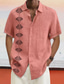 billiga fritidsskjortor för män-Herr linneskjorta Sommarskjorta Nedvikt Sommar Kortärmad Vit Rodnande Rosa Blå Grafiska tryck Ledigt Dagligen Kläder Mönster