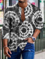 billiga Skjortor med tryck för män-Herr Skjorta Grafisk Knytbatik Hög krage Blå Grön Grå Tryck Utomhus Ledigt Långärmad Button-Down Mönster Kläder Mode Designer Ledigt Bekväm