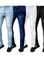 abordables pantalons décontractés-Homme Jeans Maigre Pantalon Pantalons en denim Poche Couleur Pleine Confort Vestimentaire Extérieur du quotidien Mode Vêtement de rue Noir Bleu de minuit Elastique