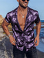 cheap Men&#039;s Printed Shirts-Men&#039;s Shirt Summer Hawaiian Shirt Graphic Aloha Turndown Black / Red Black-White Navy Blue Purple Gray Outdoor Street Short Sleeve Print Button-Down Clothing Apparel Fashion Designer Casual Breathable