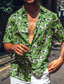 tanie Męskie koszule z nadrukiem-Męskie Koszula Koszula hawajska Kwiaty Aloha Wieczorne Czerwony Niebieski Zielony Inne nadruki Codzienny Święto Krótki rękaw Nadruk Odzież Sport Moda Designerskie Codzienny