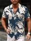 tanie Koszule hawajskie-Męskie Koszula Koszula hawajska Kwiaty Aloha Wieczorne Jasnożółty czarny / biały Rumiany róż Czerwony Niebieski Nadruk Codzienny Święto Krótki rękaw Nadruk Przycisk w dół Odzież Moda Designerskie