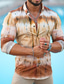 billige mænds fritidsskjorter-Herre Button Up skjorte Sommer skjorte Casual skjorte Orange Langærmet Farveblok Aftæpning Gade Ferierejse Knap ned Tøj Mode Fritid