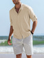 رخيصةأون قمصان رجالية عادية-رجالي قميص كتان قميص صيفي أسود أبيض أزرق البحرية كم طويل سهل طوي للربيع والصيف فضفاض مناسب للبس اليومي ملابس