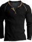 tanie Męskie koszulki casual-Męskie Koszula Henley Równina Henley Dzienne zużycie Urlop Długi rękaw Przycisk w dół Odzież Moda Moda miejska Codzienny Klasyczny