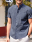 billiga fritidsskjortor för män-Herr linneskjorta Sommarskjorta Svart Vit Marinblå Kortärmad Slät Krage Sommar Ledigt Dagligen Kläder Framficka